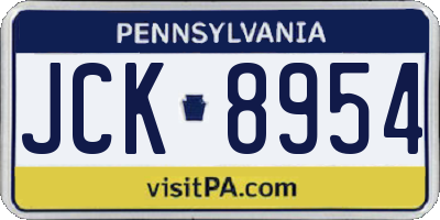 PA license plate JCK8954