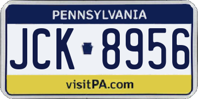 PA license plate JCK8956