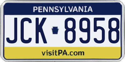 PA license plate JCK8958