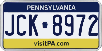 PA license plate JCK8972