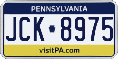 PA license plate JCK8975