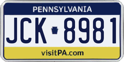 PA license plate JCK8981