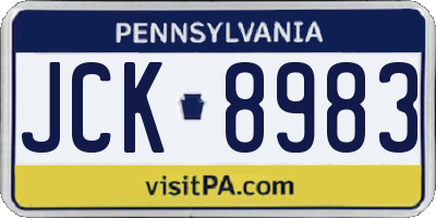 PA license plate JCK8983