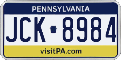 PA license plate JCK8984