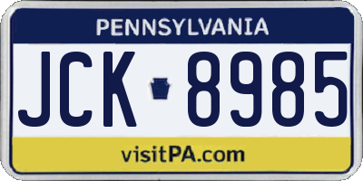 PA license plate JCK8985
