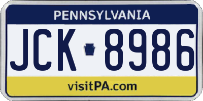 PA license plate JCK8986