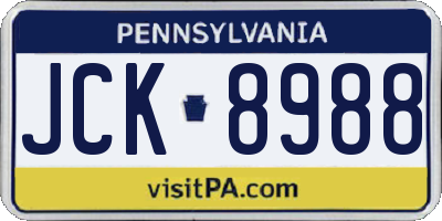 PA license plate JCK8988