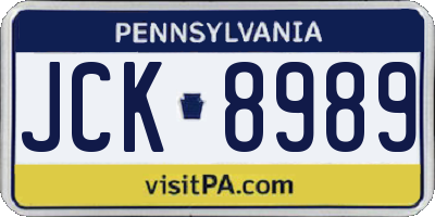 PA license plate JCK8989