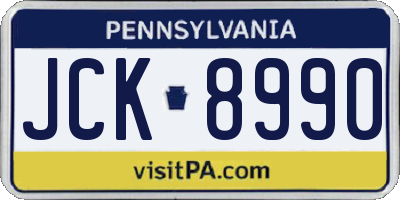 PA license plate JCK8990