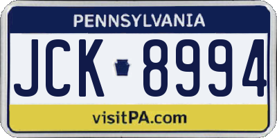 PA license plate JCK8994