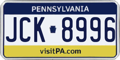 PA license plate JCK8996