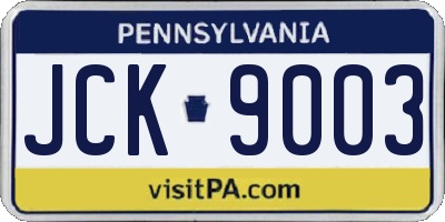 PA license plate JCK9003