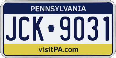 PA license plate JCK9031