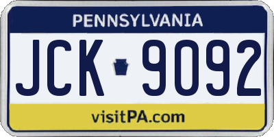 PA license plate JCK9092