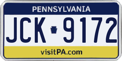 PA license plate JCK9172
