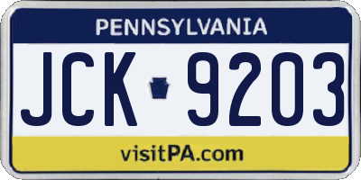PA license plate JCK9203