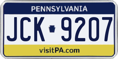 PA license plate JCK9207
