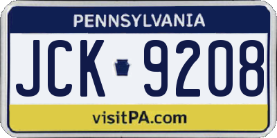 PA license plate JCK9208