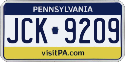 PA license plate JCK9209