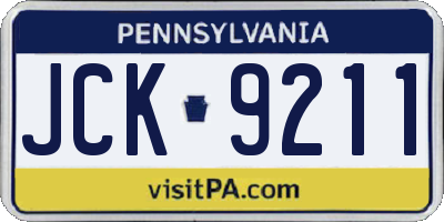 PA license plate JCK9211