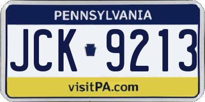 PA license plate JCK9213