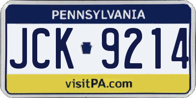 PA license plate JCK9214