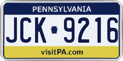 PA license plate JCK9216