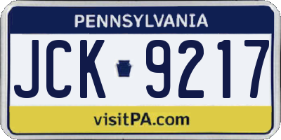 PA license plate JCK9217