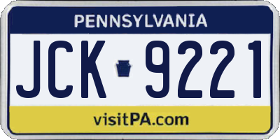 PA license plate JCK9221