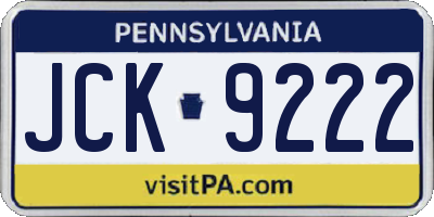 PA license plate JCK9222