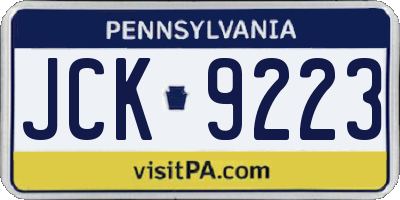 PA license plate JCK9223
