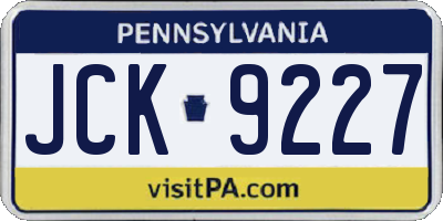 PA license plate JCK9227