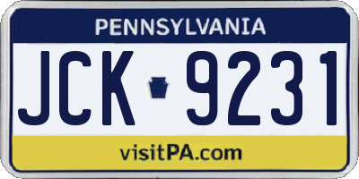 PA license plate JCK9231