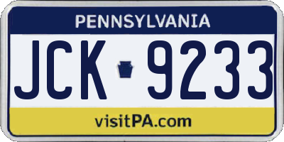 PA license plate JCK9233