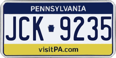 PA license plate JCK9235