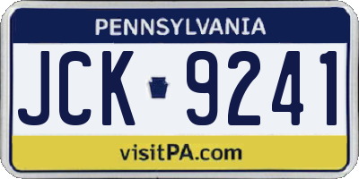 PA license plate JCK9241