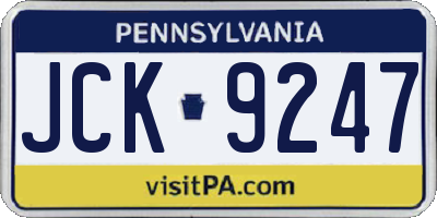 PA license plate JCK9247