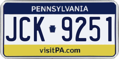 PA license plate JCK9251
