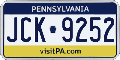 PA license plate JCK9252