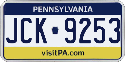 PA license plate JCK9253