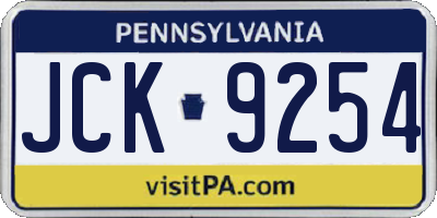 PA license plate JCK9254