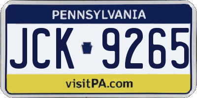 PA license plate JCK9265