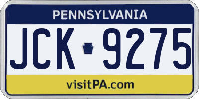 PA license plate JCK9275
