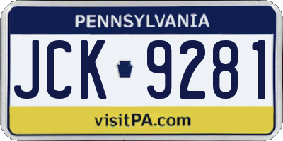 PA license plate JCK9281
