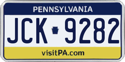 PA license plate JCK9282