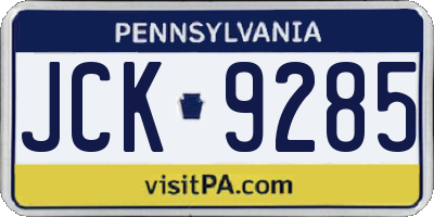 PA license plate JCK9285