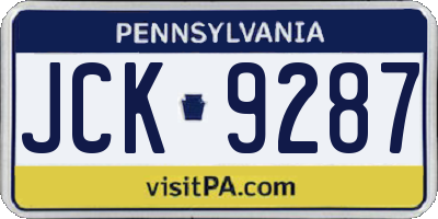 PA license plate JCK9287