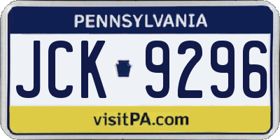 PA license plate JCK9296