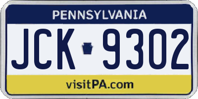 PA license plate JCK9302