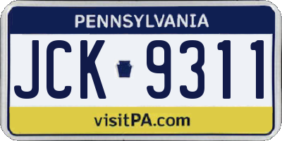 PA license plate JCK9311
